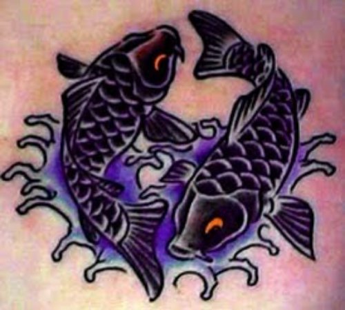 Purple Ink Carp Fish Tattoo